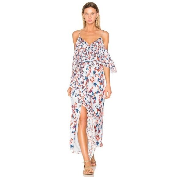 Tanya Taylor Lorena Ruffle Floral Silk Maxi Dress 6 - Picture 1 of 11